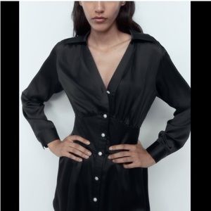 NWT Zara JEWEL BUTTON SATIN EFFECT MINI DRESS